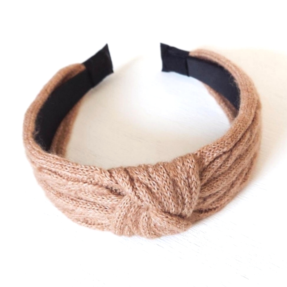 Sweater Top Knot Headband - Tan
